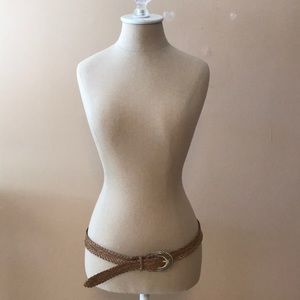 Two Tone Gold Braided Faux Leather Belt